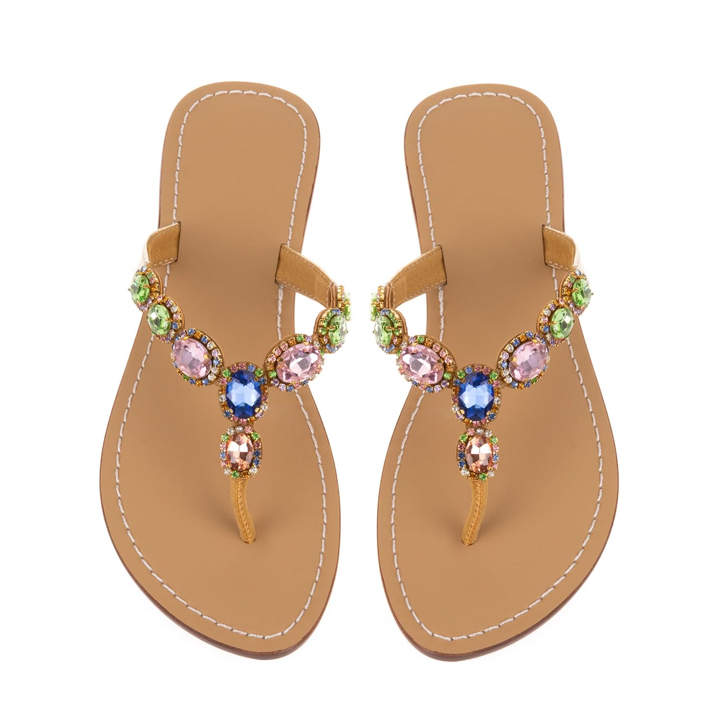 UTIKLIOU Women's Rhinestone Flat Sandals T-Strap Thong Sandals Summer Flat Sandals Flip Flop Sandals for Women