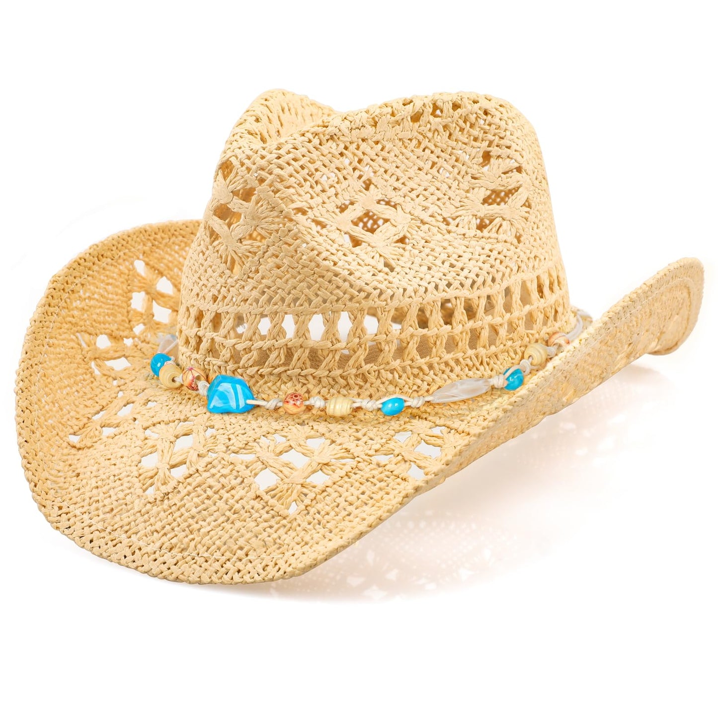WQWOVRVO Cowboy Hat,Cowgirl Hat,Cowboy Hats for Women/Mens/Straw Wide with Shapeable Brim Cowboy Hat for Womens/White/Black.