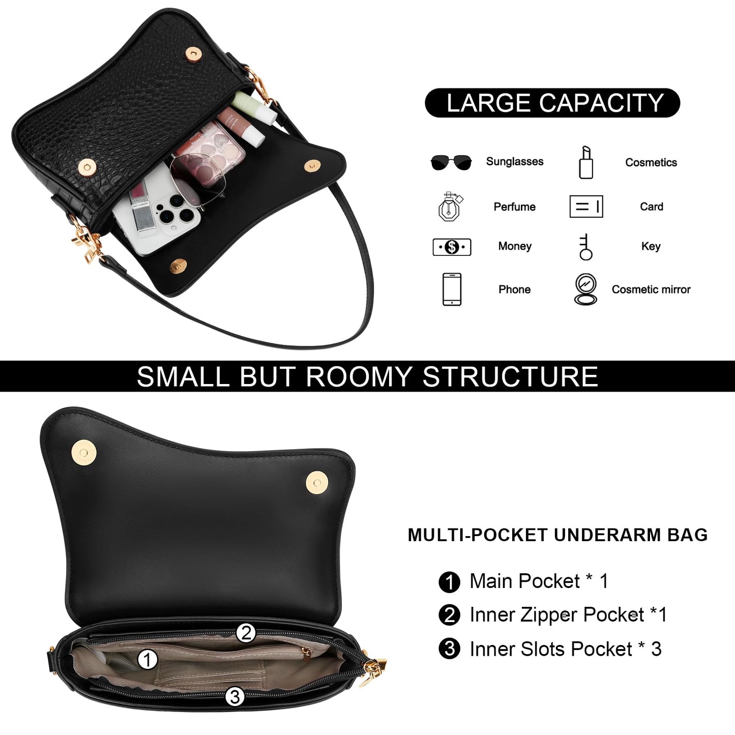 KKXIU Shoulder Bag for Women Small Clutch Purses Cute Hobo Handbag Trendy Underarm Bag