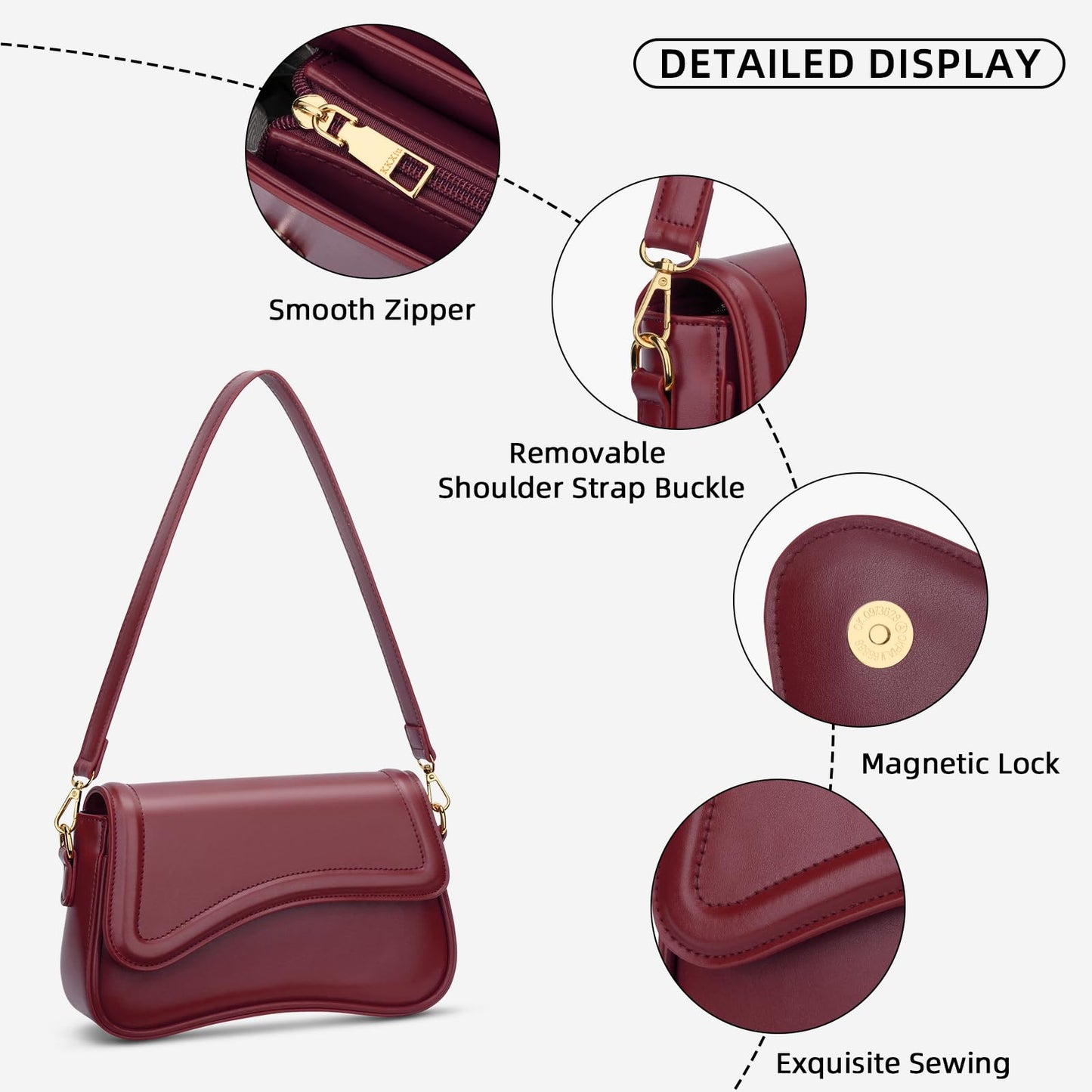 KKXIU Shoulder Bag for Women Small Clutch Purses Cute Hobo Handbag Trendy Underarm Bag