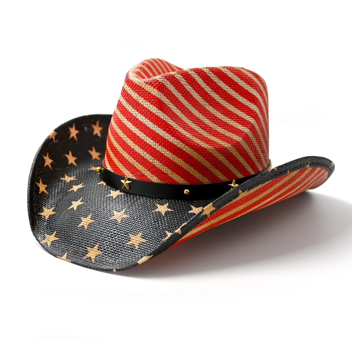 Men's Women's Straw Cowboy Hat Cowgirl Woven Sun Hat Western Cowboy Hat Two Decorative Bands