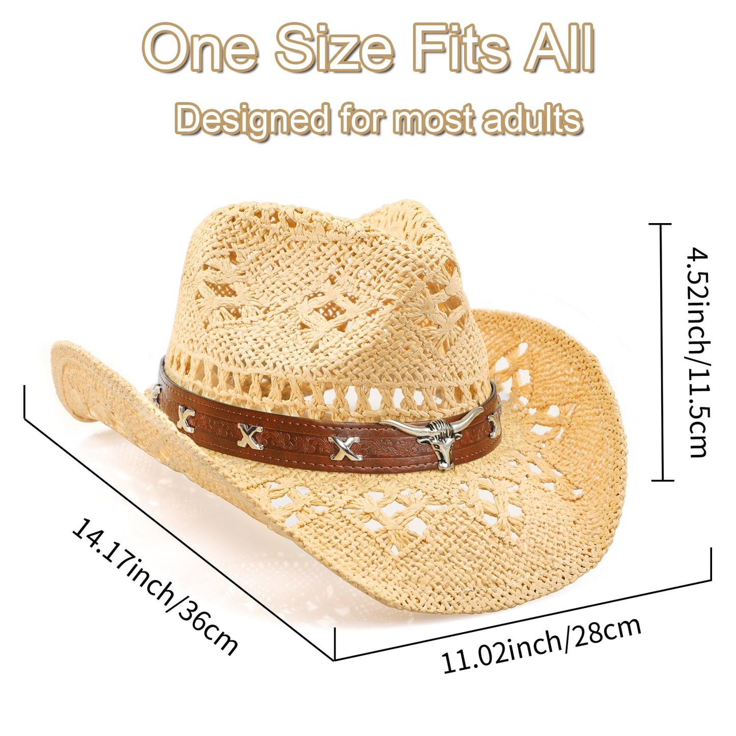 WQWOVRVO Cowboy Hat,Cowgirl Hat,Cowboy Hats for Women/Mens/Straw Wide with Shapeable Brim Cowboy Hat for Womens/White/Black.