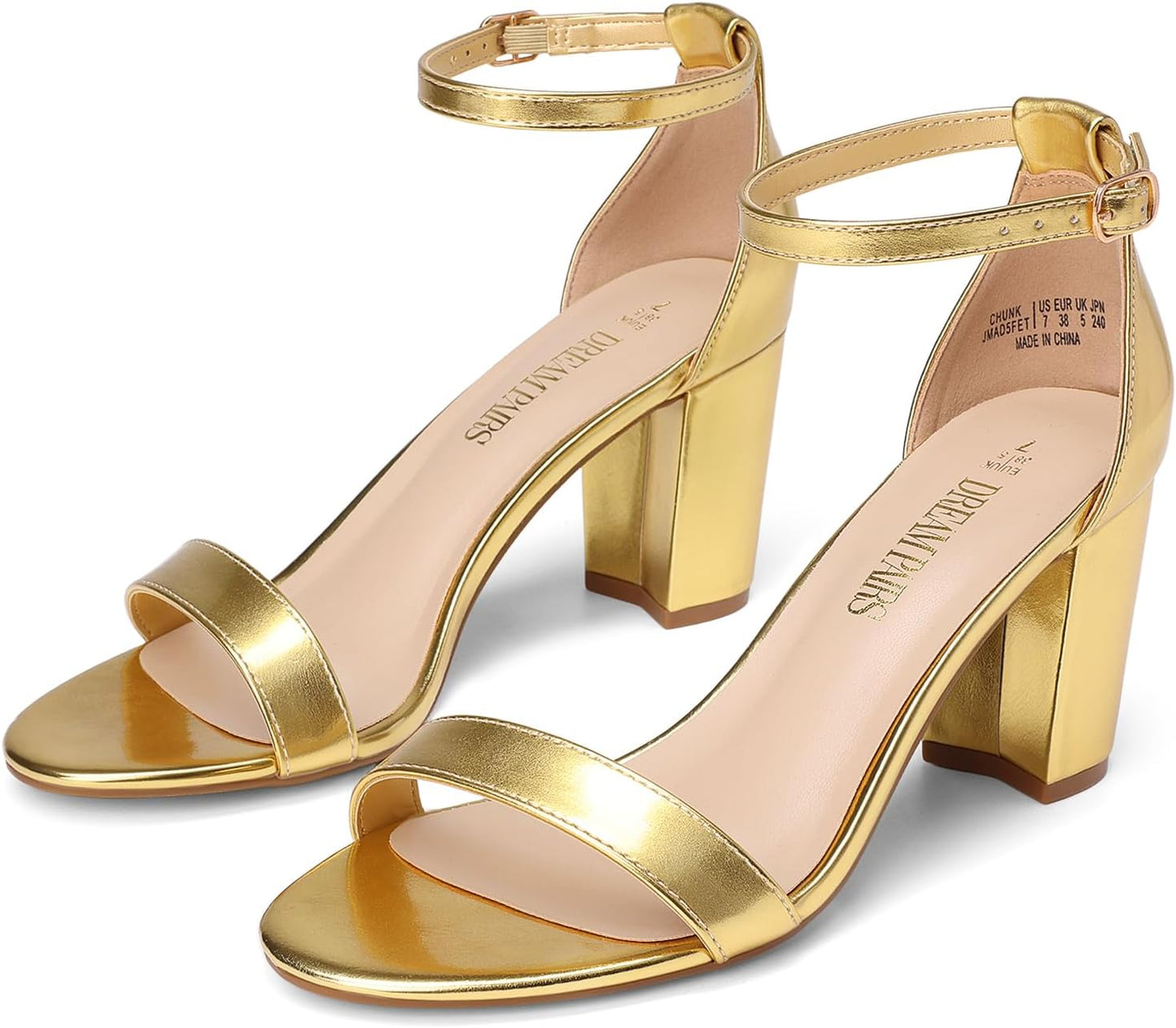 DREAM PAIRS Women's Chunk Low Heel Pump Sandals