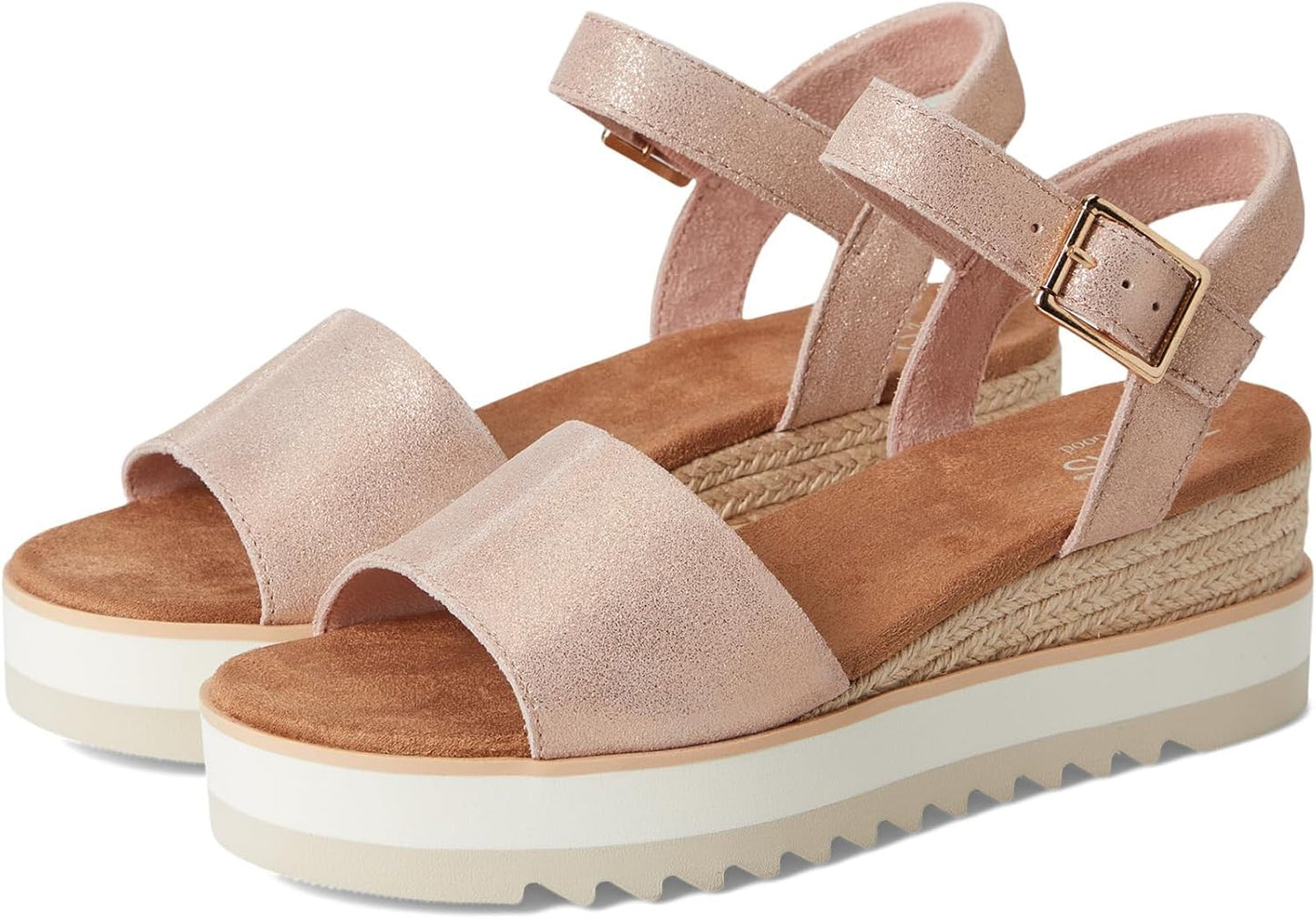TOMS Women's Diana Wedge Heel Sandal, Leather Upper, Rope-Wrapped Midsole, Adjustable Strap, Buckle, OrthoLite Insole