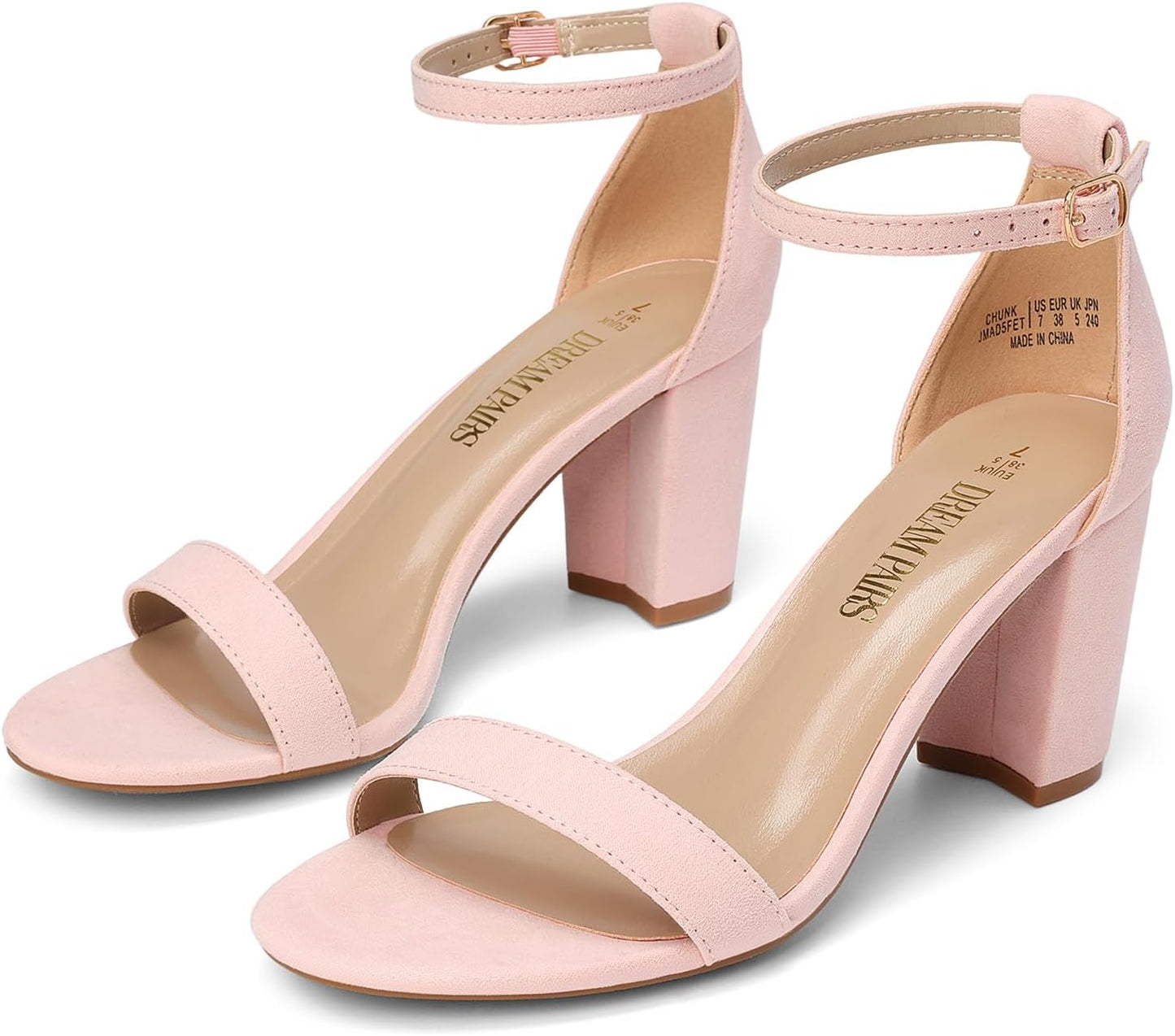 DREAM PAIRS Women's Chunk Low Heel Pump Sandals