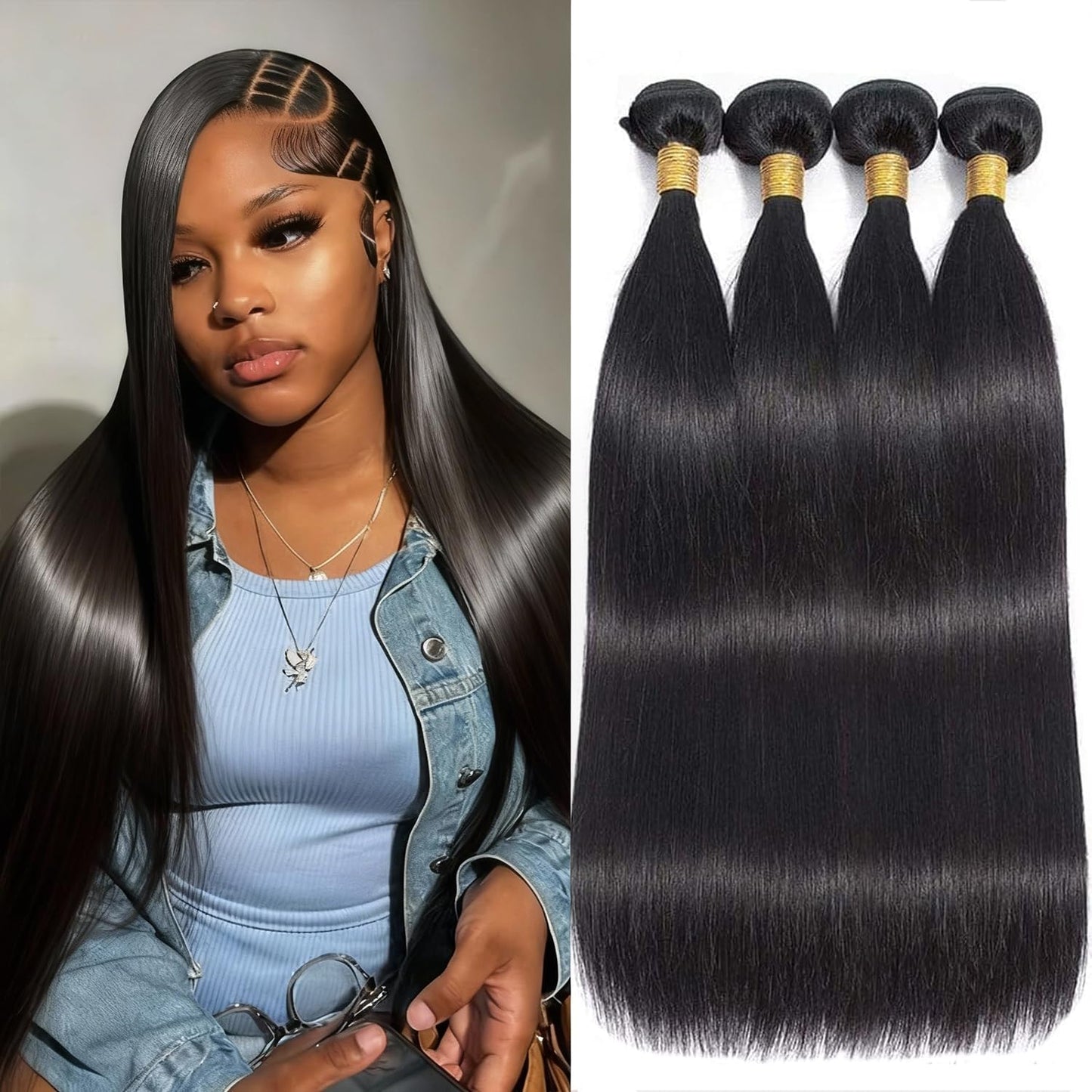 Straight Bundles Human Hair 12 14 16 Inch 100% Unprocessed Brazilian Virgin Hair Straight Weave Bundle Human Hair Bundles Real Natural Black Human Hair Extensions