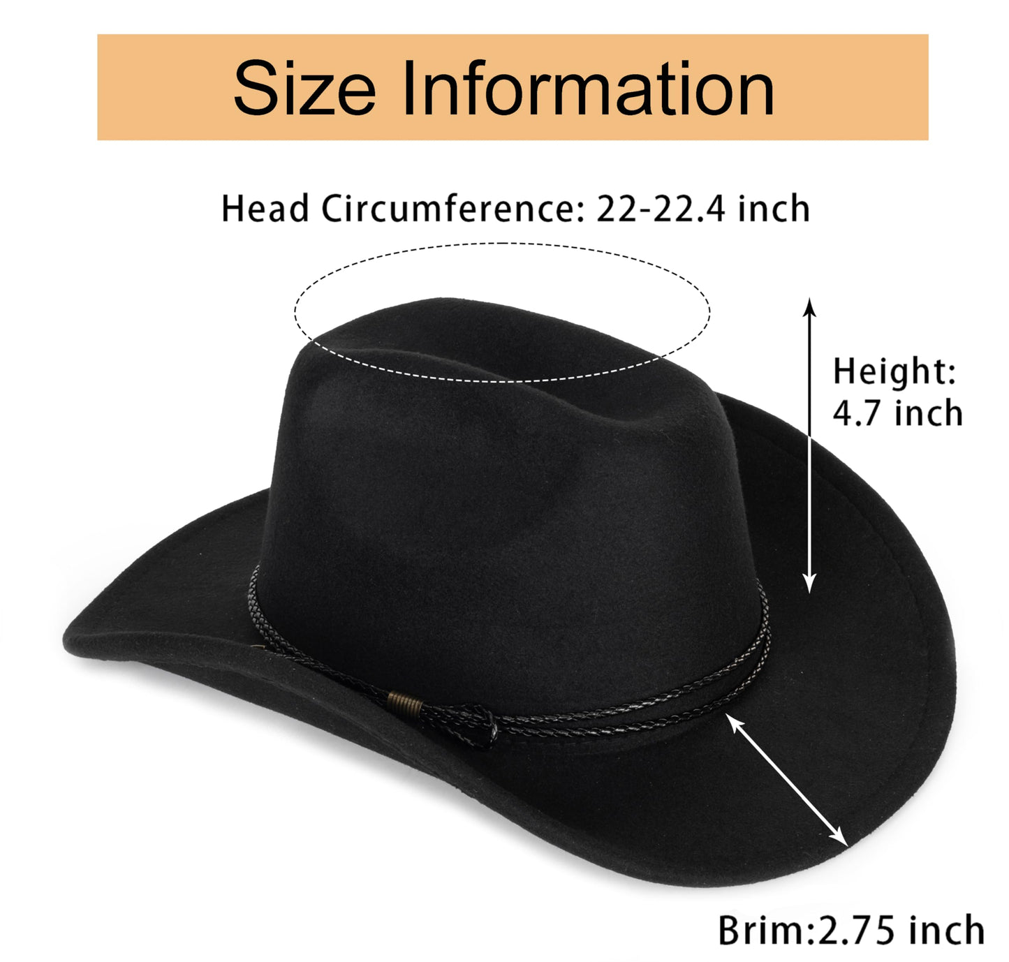 Eohak Womens Western Cowboy Hats Studded Pinched Western Cowgirl Hats Wide Brim Fedoras Hat with Belt Buckle (Size:Medium)