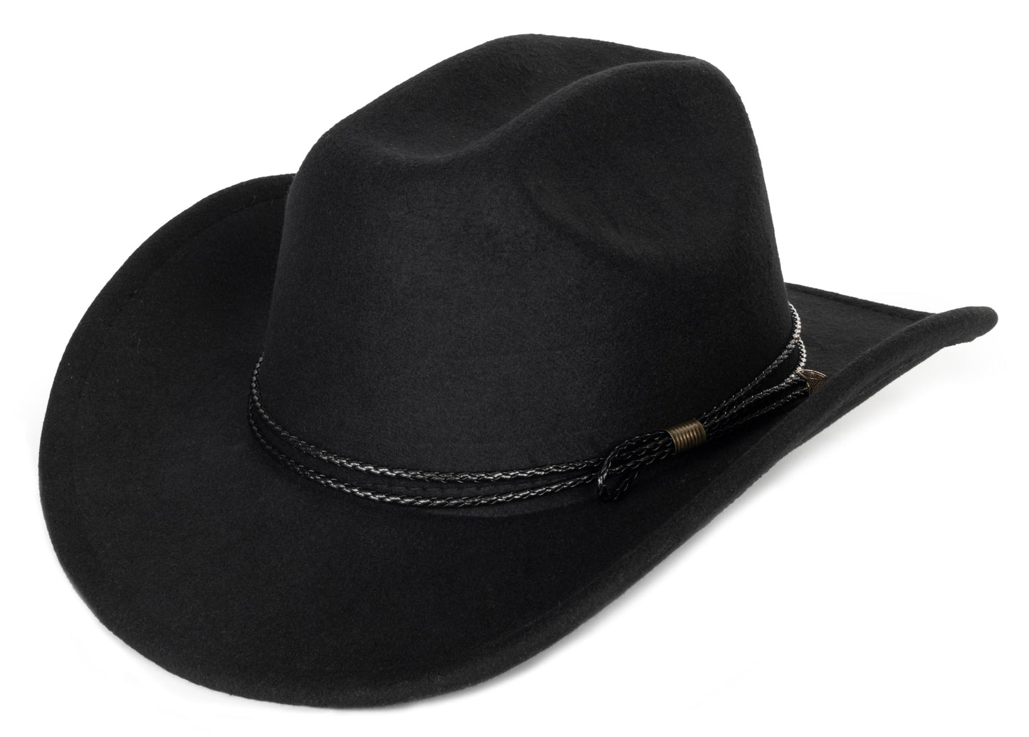 Eohak Womens Western Cowboy Hats Studded Pinched Western Cowgirl Hats Wide Brim Fedoras Hat with Belt Buckle (Size:Medium)