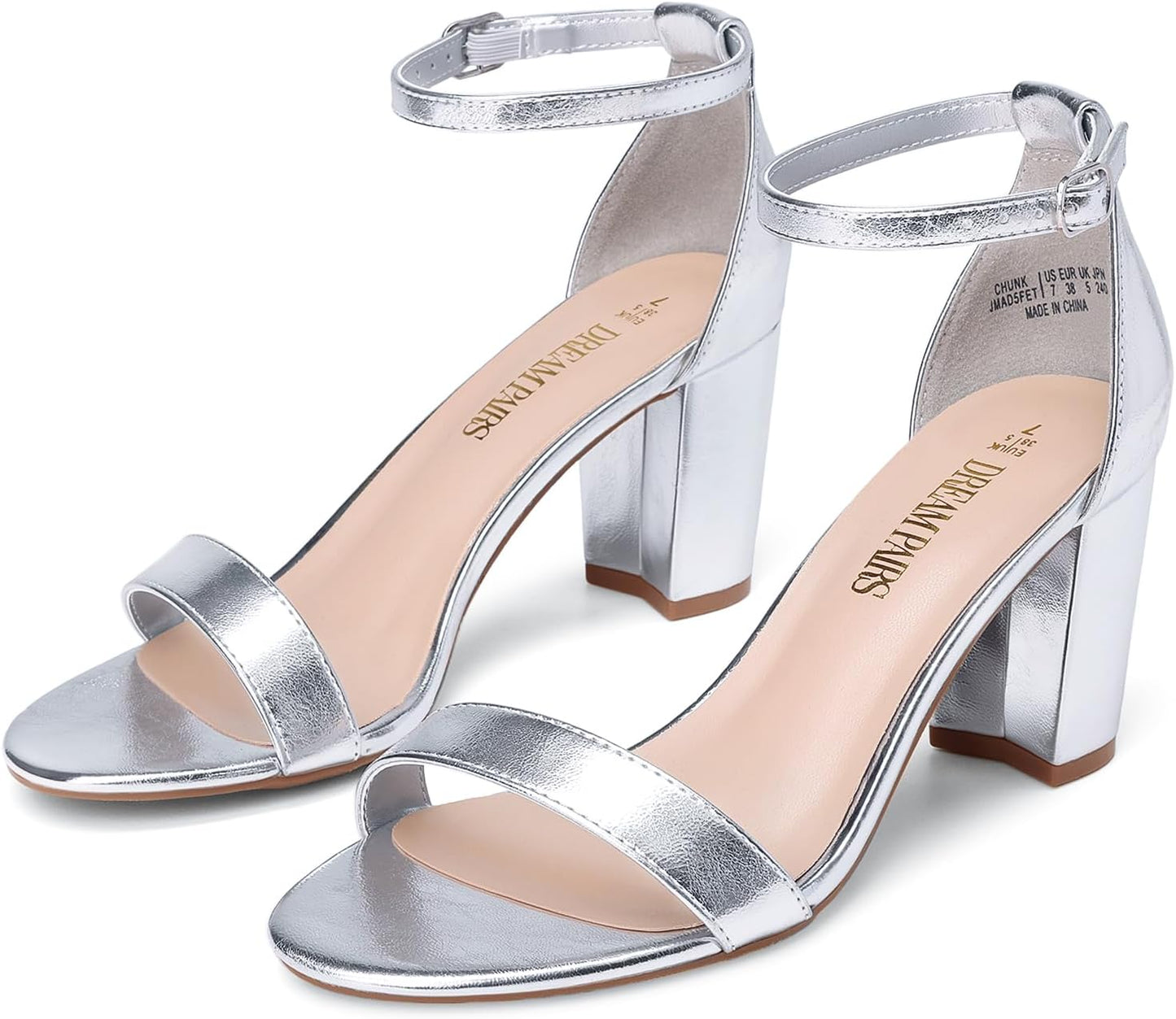 DREAM PAIRS Women's Chunk Low Heel Pump Sandals