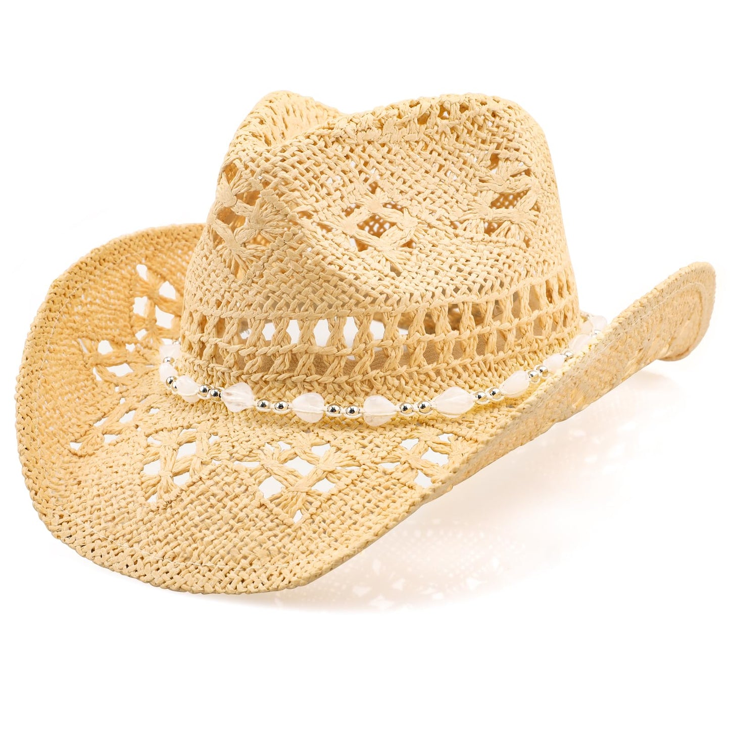WQWOVRVO Cowboy Hat,Cowgirl Hat,Cowboy Hats for Women/Mens/Straw Wide with Shapeable Brim Cowboy Hat for Womens/White/Black.