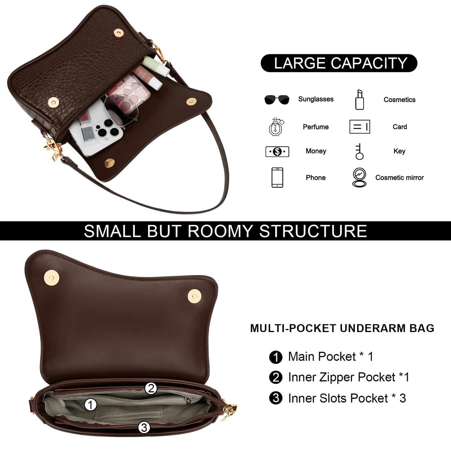 KKXIU Shoulder Bag for Women Small Clutch Purses Cute Hobo Handbag Trendy Underarm Bag
