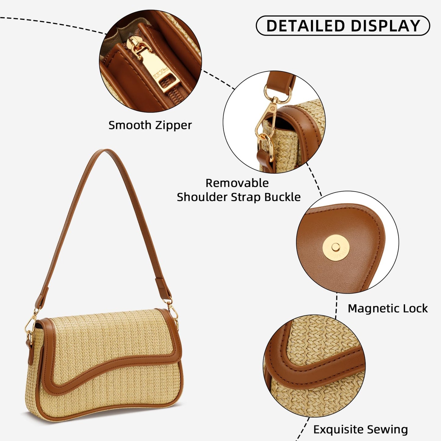 KKXIU Shoulder Bag for Women Small Clutch Purses Cute Hobo Handbag Trendy Underarm Bag