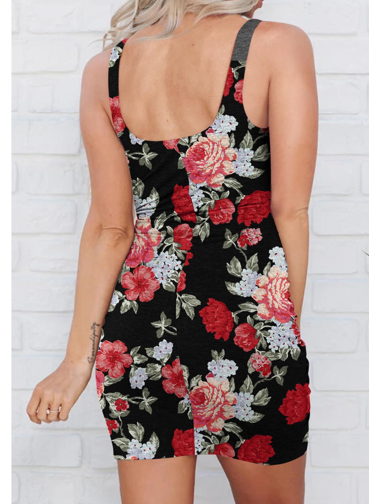 Acelitt Summer Dresses for Women 2025 Cut Out Twist Front Ruched Wrap Bodycon Sleeveless Party Club Mini Dress Beach Sundress