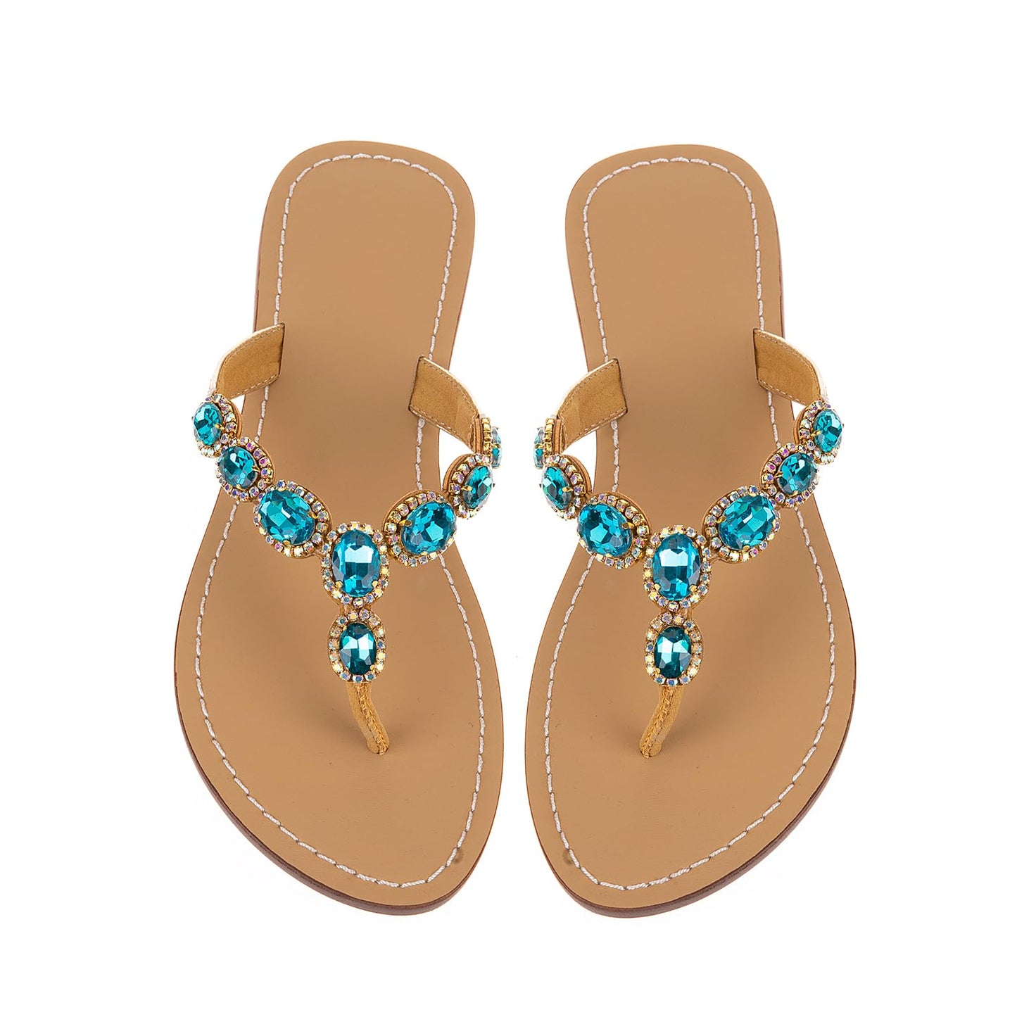 UTIKLIOU Women's Rhinestone Flat Sandals T-Strap Thong Sandals Summer Flat Sandals Flip Flop Sandals for Women