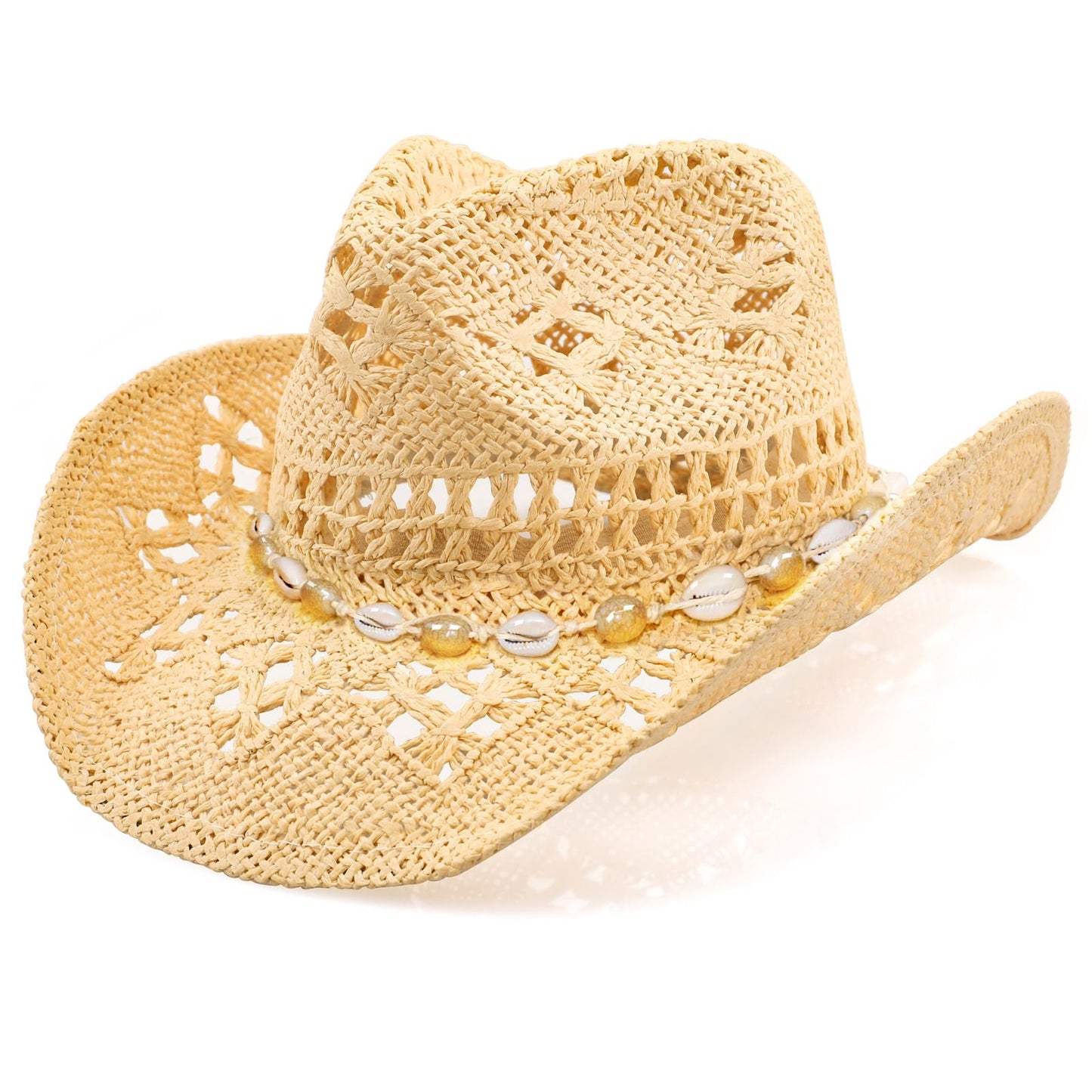 WQWOVRVO Cowboy Hat,Cowgirl Hat,Cowboy Hats for Women/Mens/Straw Wide with Shapeable Brim Cowboy Hat for Womens/White/Black.