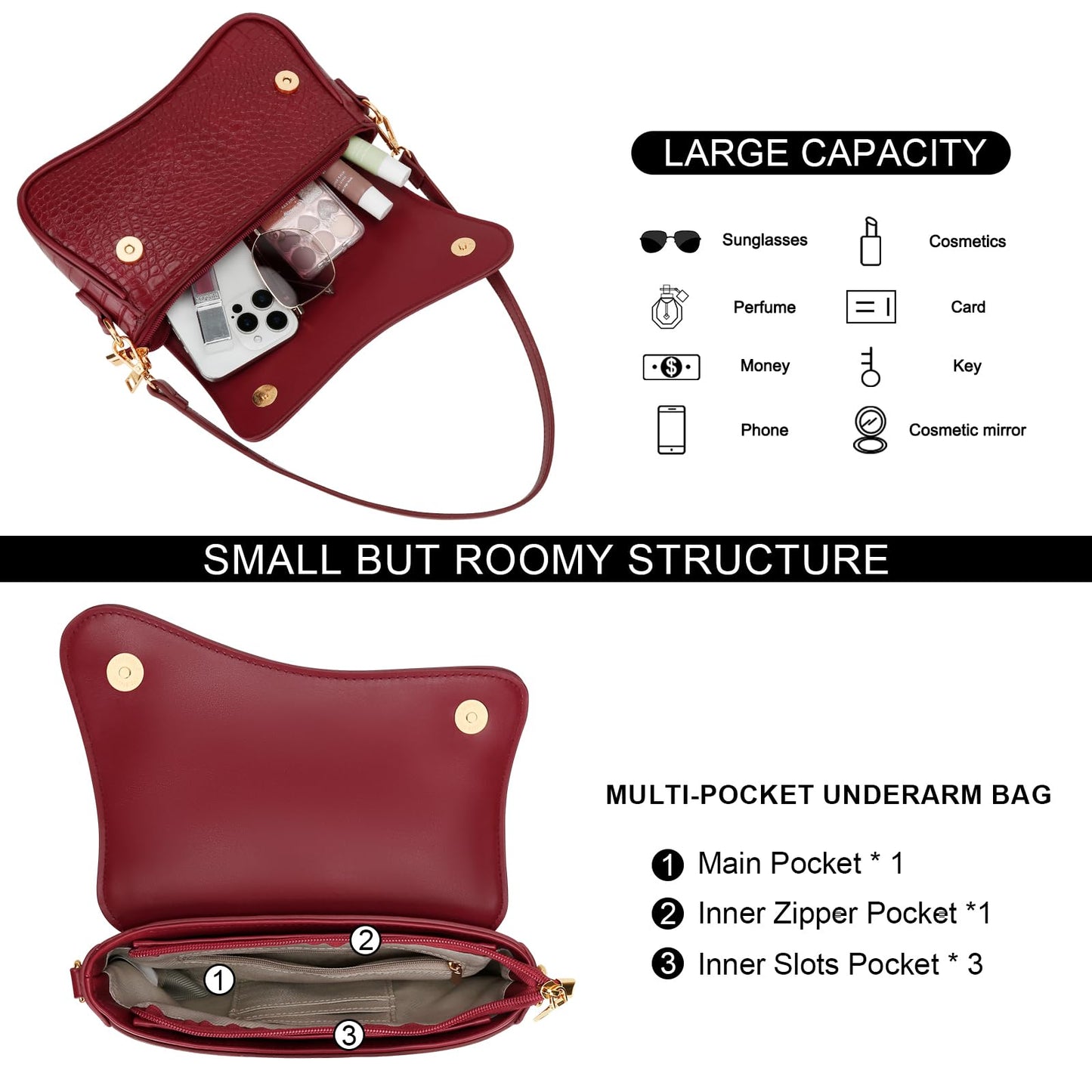 KKXIU Shoulder Bag for Women Small Clutch Purses Cute Hobo Handbag Trendy Underarm Bag