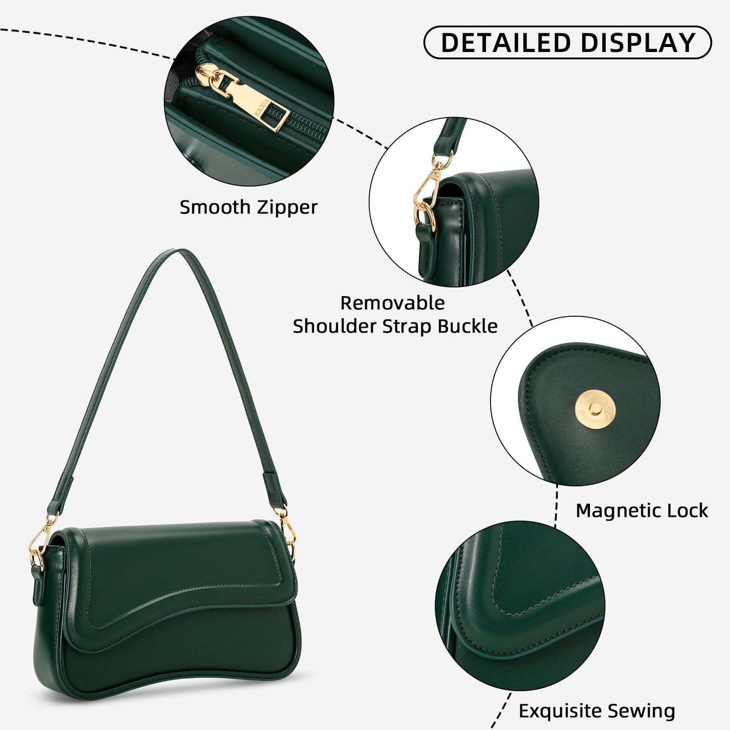 KKXIU Shoulder Bag for Women Small Clutch Purses Cute Hobo Handbag Trendy Underarm Bag