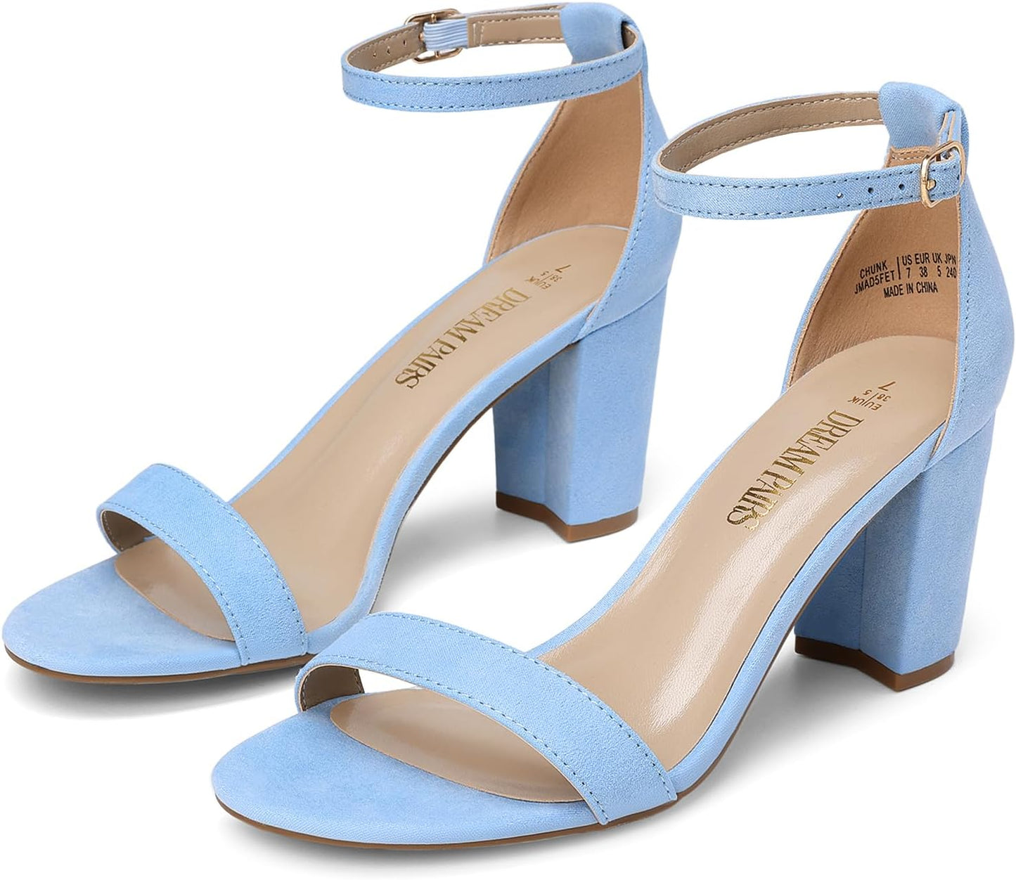 DREAM PAIRS Women's Chunk Low Heel Pump Sandals
