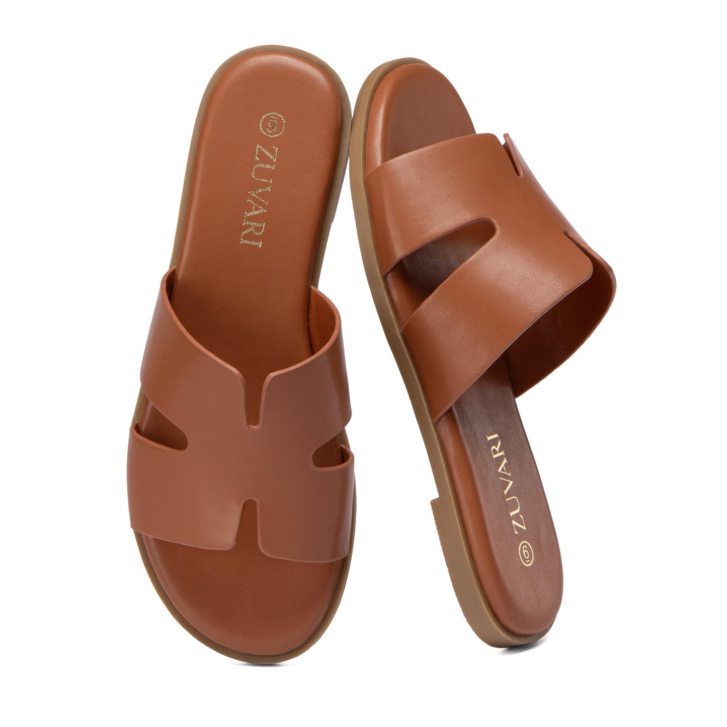 Women's Flat Sandals Open Toe Leather Slippers for Summer Slip On Beach Mules Dressy Comfortable Slide Sandals