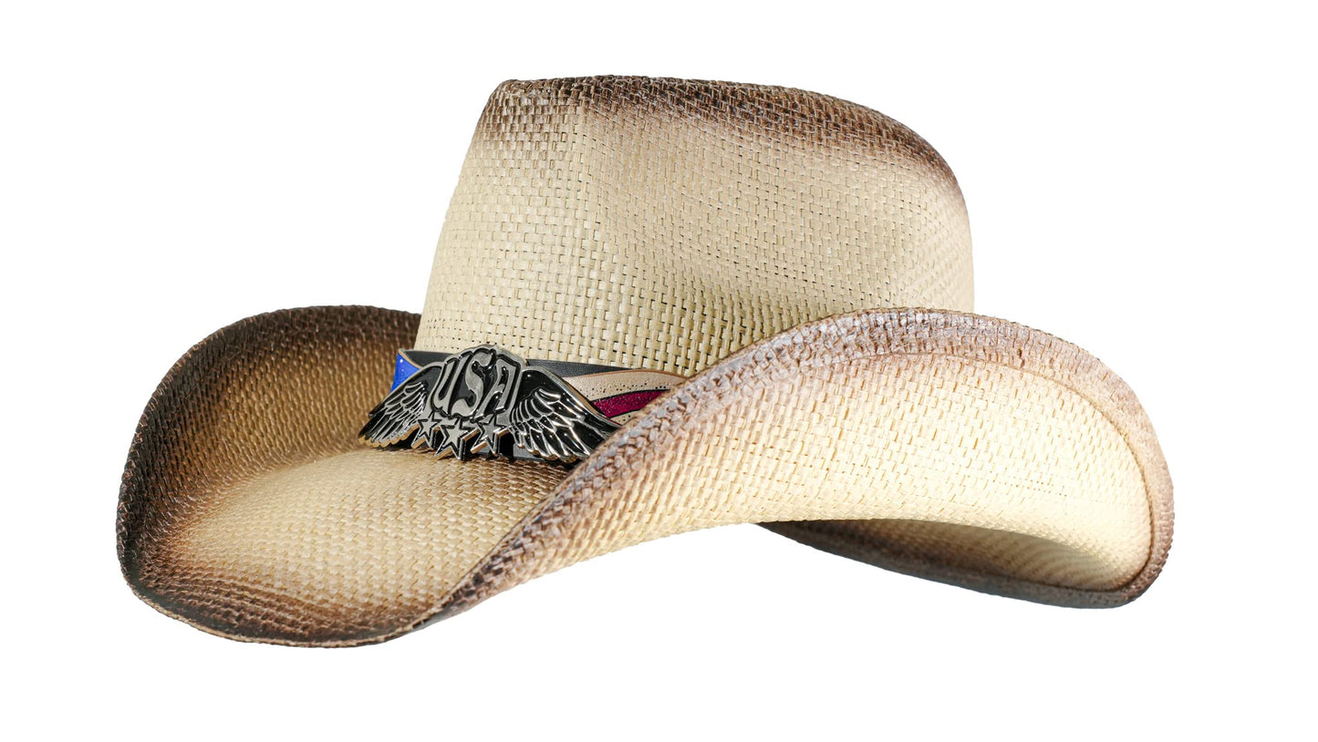 grinderPUNCH Western Outback Cowboy Hat Men's Women's Style Classic Straw Western Cowgirl Hat