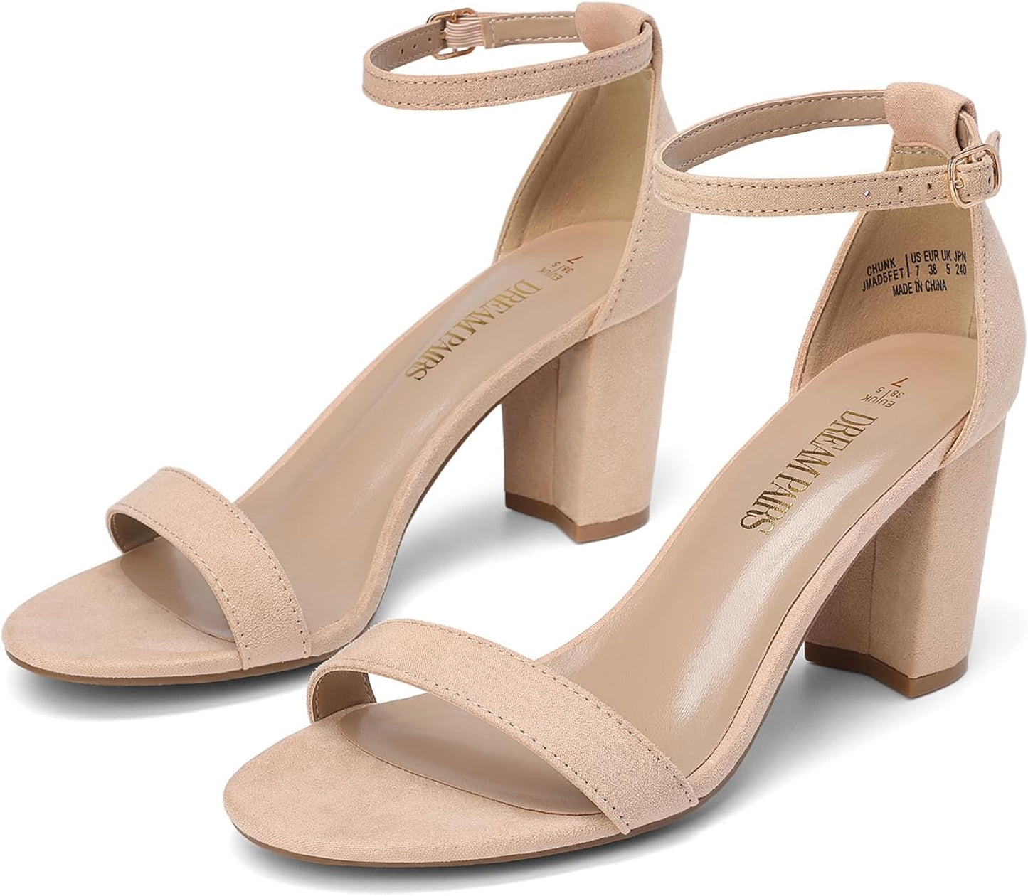 DREAM PAIRS Women's Chunk Low Heel Pump Sandals