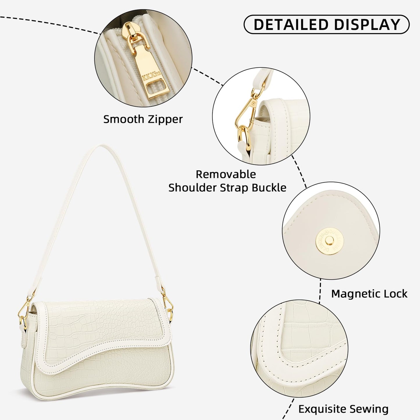 KKXIU Shoulder Bag for Women Small Clutch Purses Cute Hobo Handbag Trendy Underarm Bag