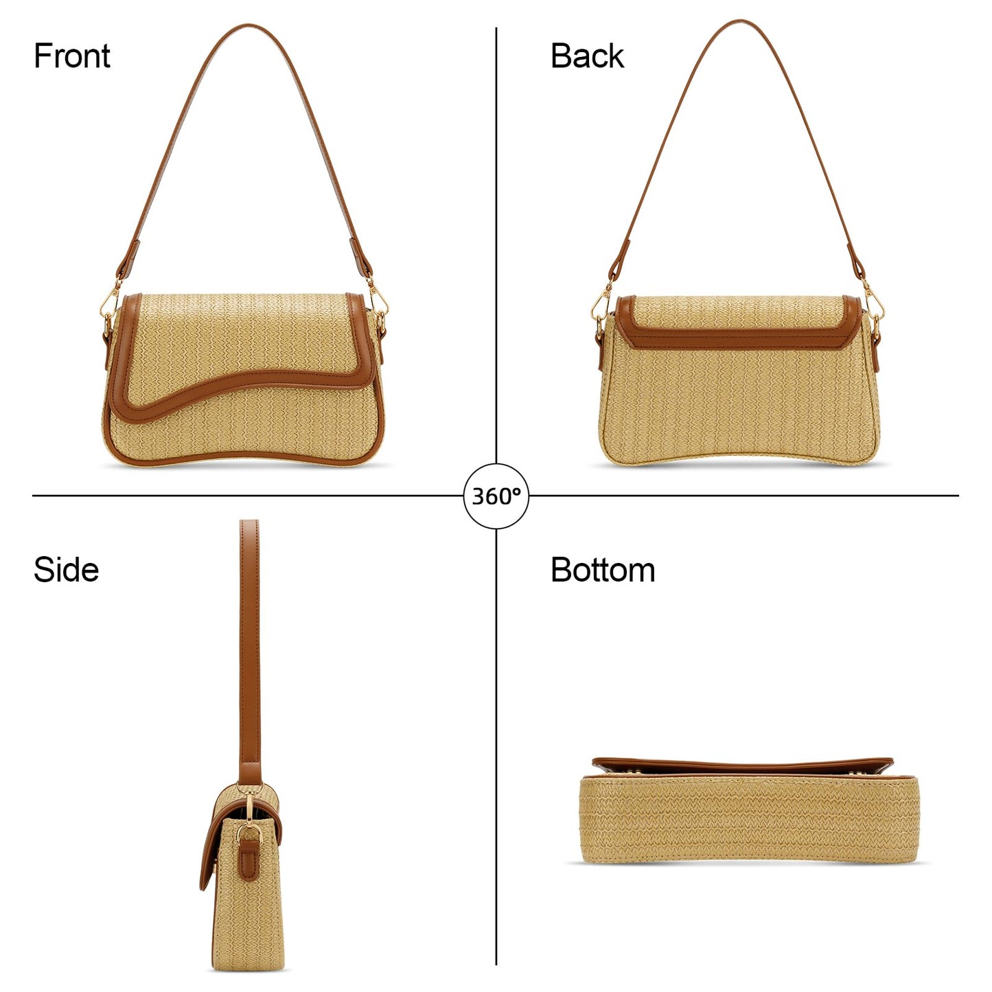 KKXIU Shoulder Bag for Women Small Clutch Purses Cute Hobo Handbag Trendy Underarm Bag