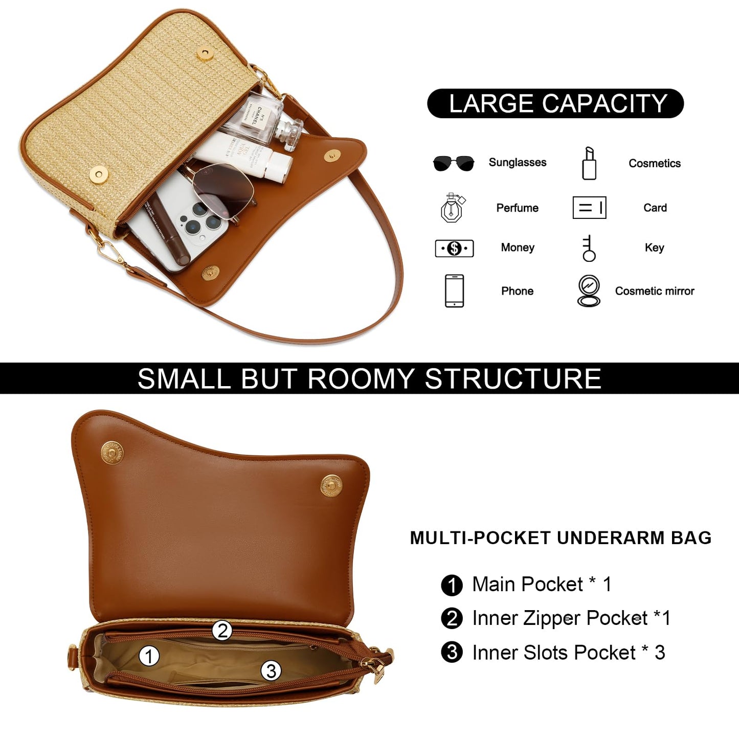 KKXIU Shoulder Bag for Women Small Clutch Purses Cute Hobo Handbag Trendy Underarm Bag