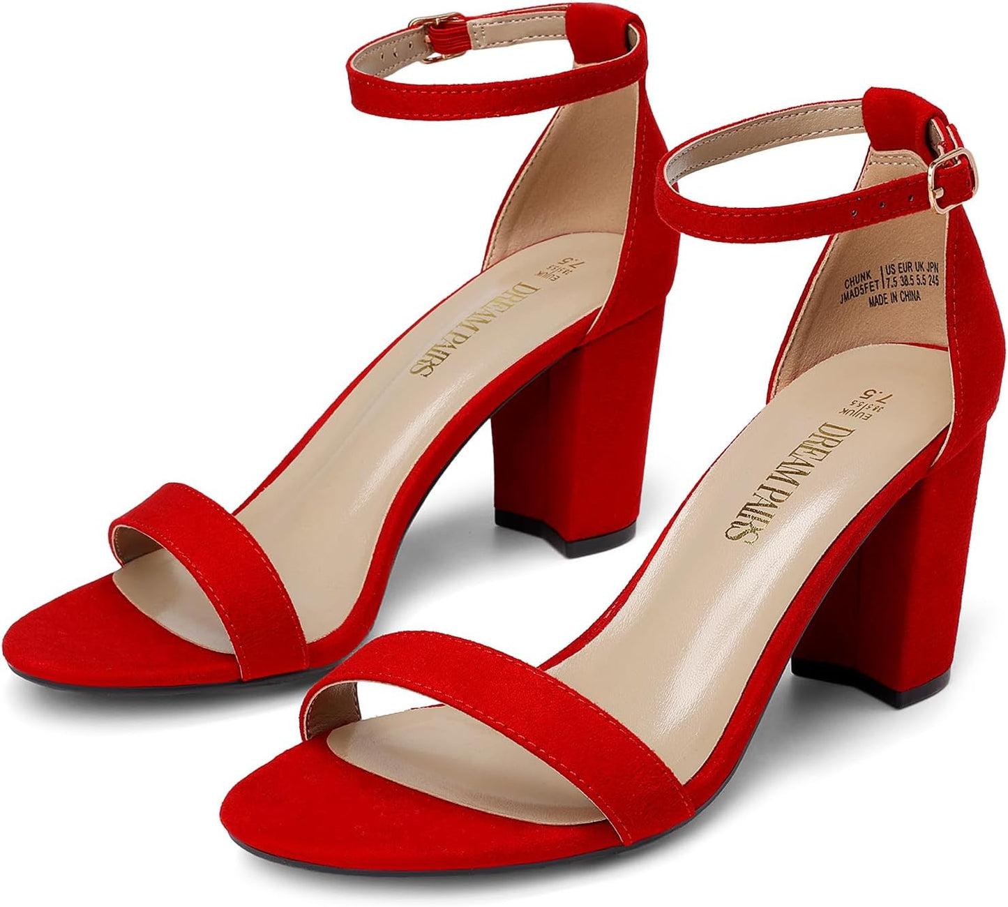 DREAM PAIRS Women's Chunk Low Heel Pump Sandals