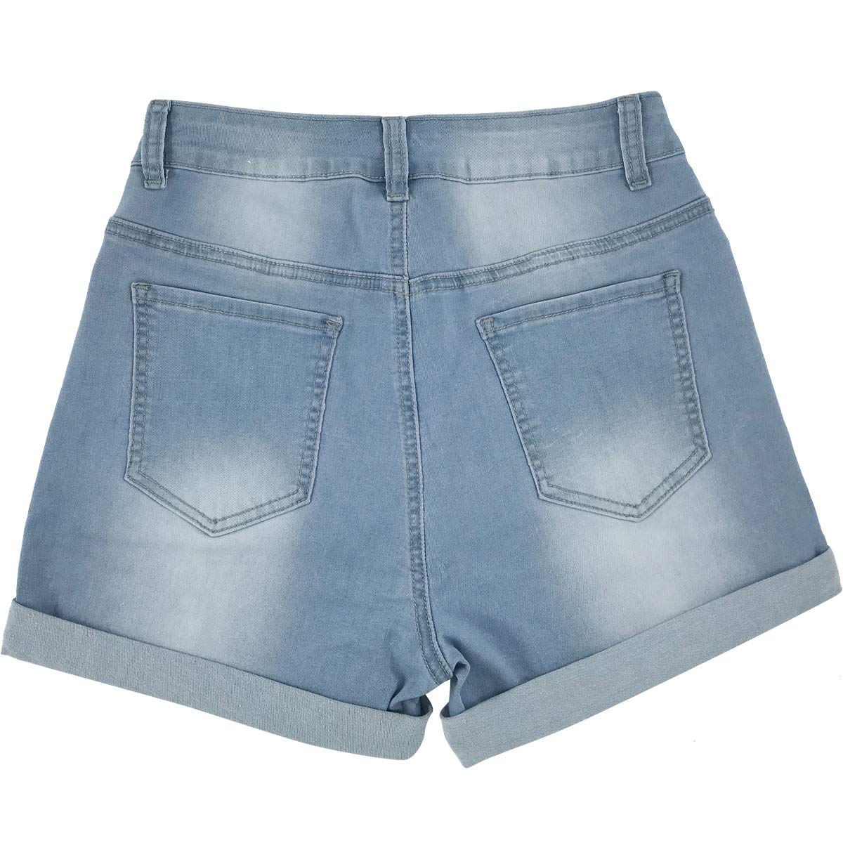 vanberfia Women's Stretchy Denim Mid Rise Jean Shorts with Pockets…