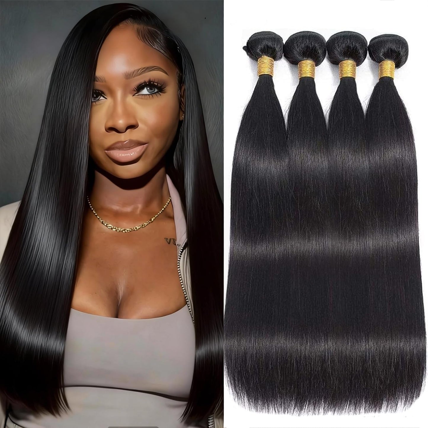 Straight Bundles Human Hair 12 14 16 Inch 100% Unprocessed Brazilian Virgin Hair Straight Weave Bundle Human Hair Bundles Real Natural Black Human Hair Extensions