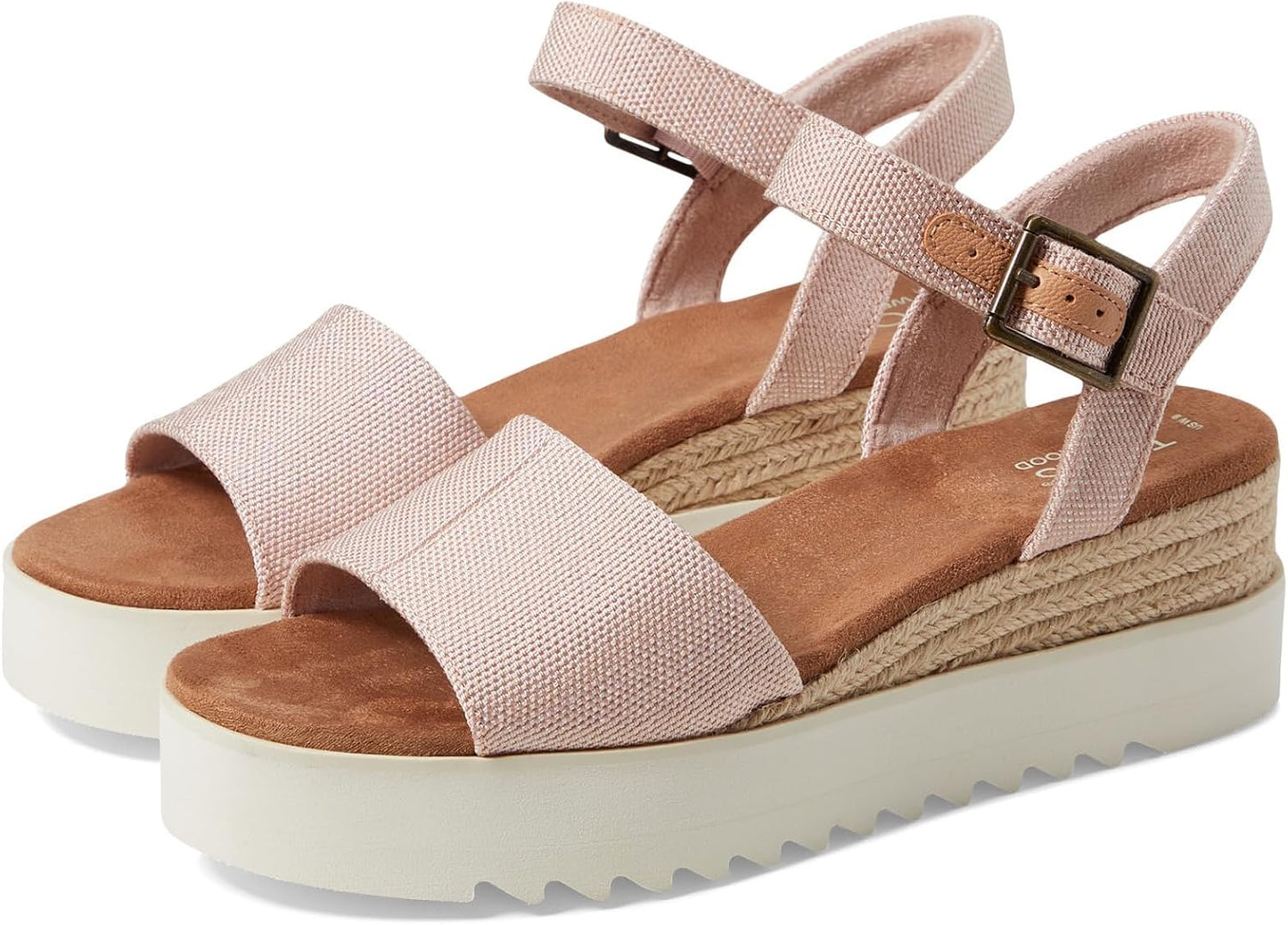 TOMS Women's Diana Wedge Heel Sandal, Leather Upper, Rope-Wrapped Midsole, Adjustable Strap, Buckle, OrthoLite Insole