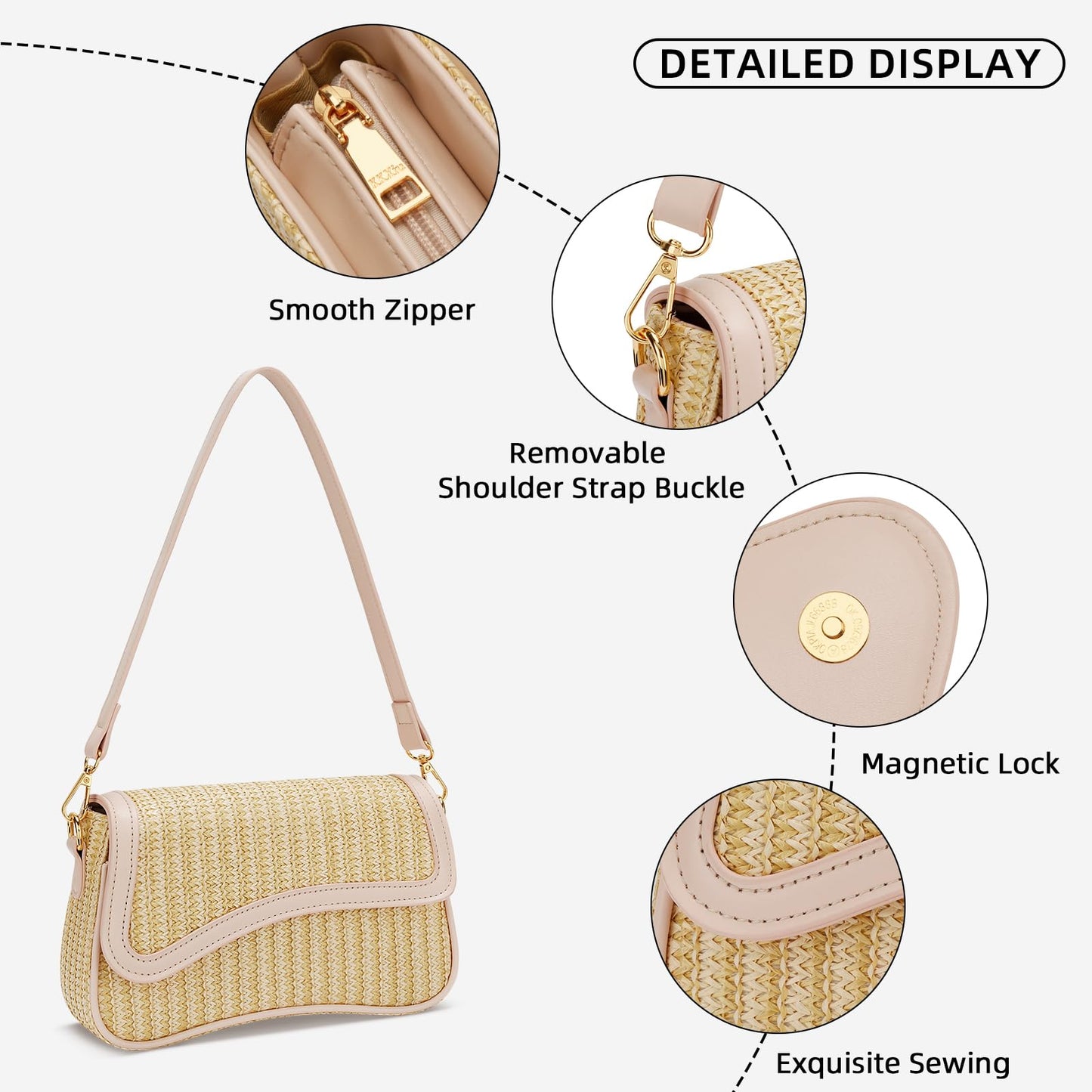 KKXIU Shoulder Bag for Women Small Clutch Purses Cute Hobo Handbag Trendy Underarm Bag