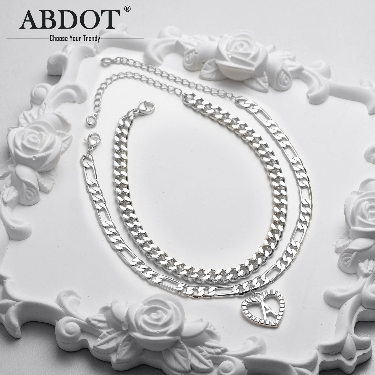 Dainty Gold Ankle Bracelets for Women 14K Gold Plated Heart Initial Anklets for Women Stackable Cuban Figaro Chains Women's Anklets Anklets for Women Waterproof