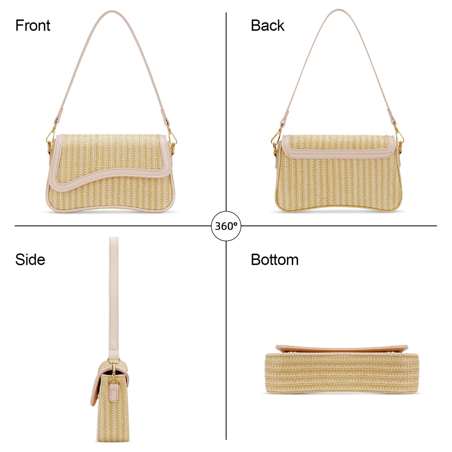 KKXIU Shoulder Bag for Women Small Clutch Purses Cute Hobo Handbag Trendy Underarm Bag