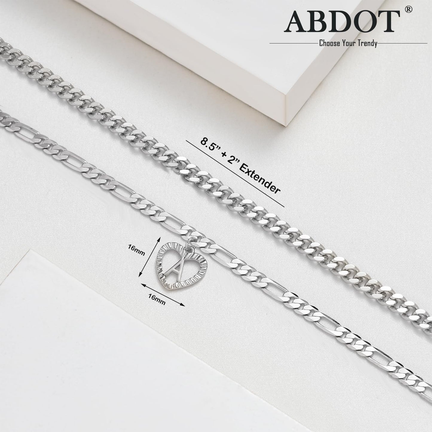 Dainty Gold Ankle Bracelets for Women 14K Gold Plated Heart Initial Anklets for Women Stackable Cuban Figaro Chains Women's Anklets Anklets for Women Waterproof