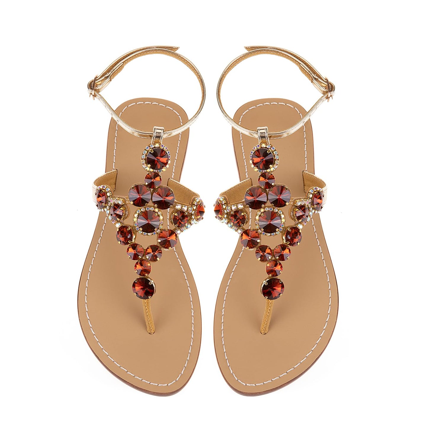 UTIKLIOU Women's Rhinestone Flat Sandals T-Strap Thong Sandals Summer Flat Sandals Flip Flop Sandals for Women