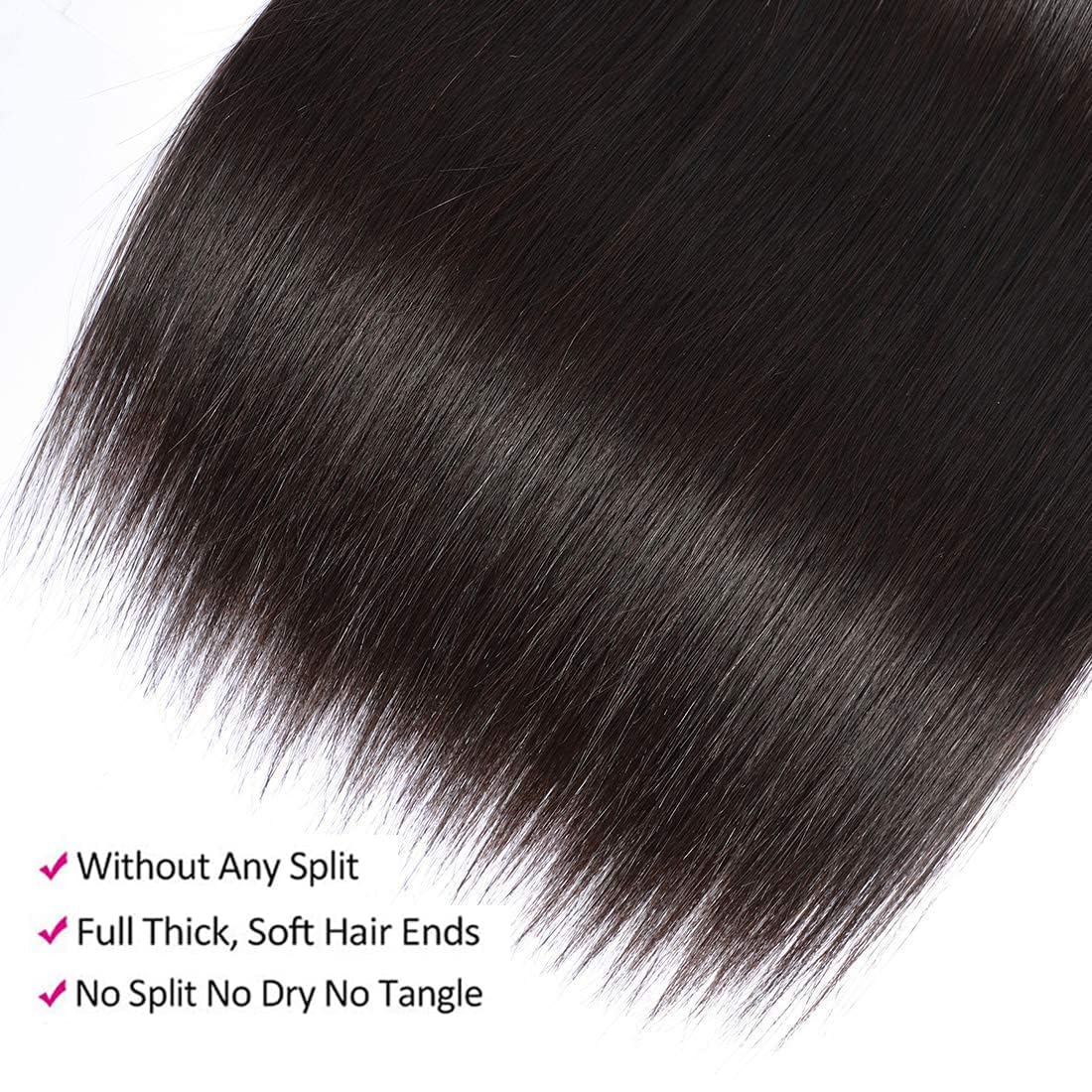 WOWQUEEN 10A Brazilian Straight Human Hair Bundles 18 20 22 Inch 100% Unprocessed Virgin Straight Weave 3 Bundles Deals Human Hair