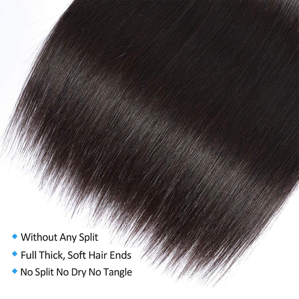 Straight Bundles Human Hair 12 14 16 Inch 100% Unprocessed Brazilian Virgin Hair Straight Weave Bundle Human Hair Bundles Real Natural Black Human Hair Extensions