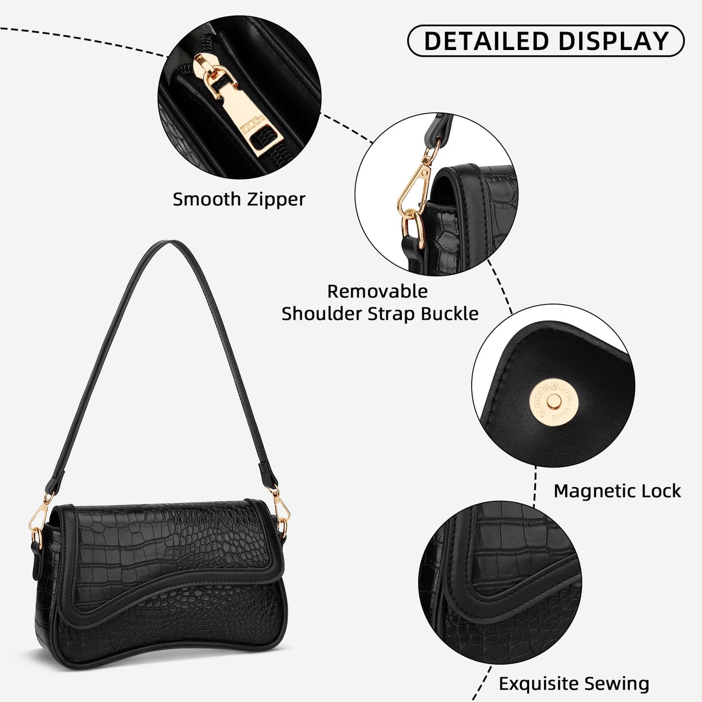 KKXIU Shoulder Bag for Women Small Clutch Purses Cute Hobo Handbag Trendy Underarm Bag