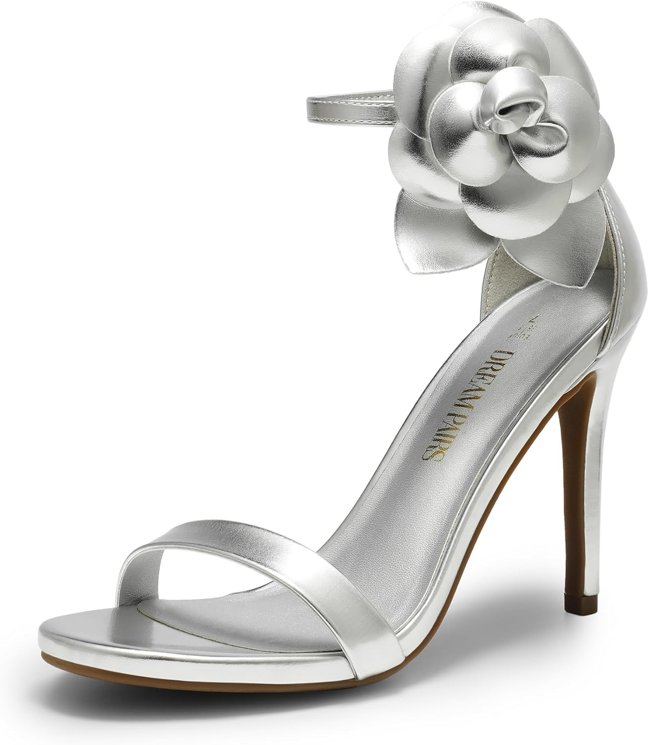 DREAM PAIRS Women's High Heels Flower Ankle Strap Stilettos Round Open Toe Dressy Sexy Sandals