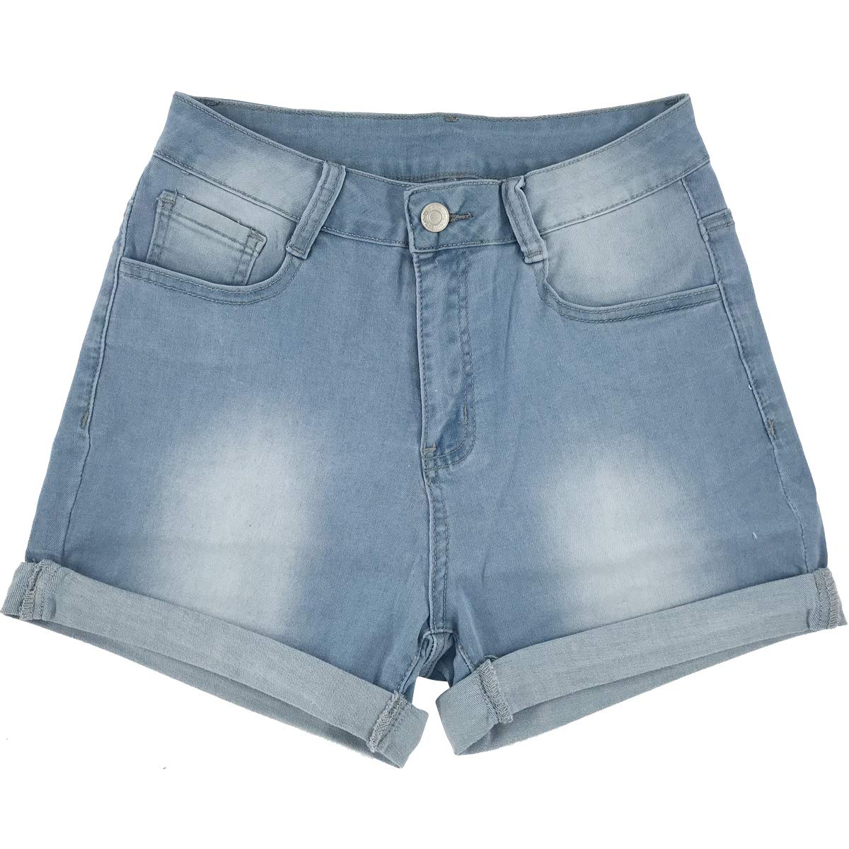 vanberfia Women's Stretchy Denim Mid Rise Jean Shorts with Pockets…