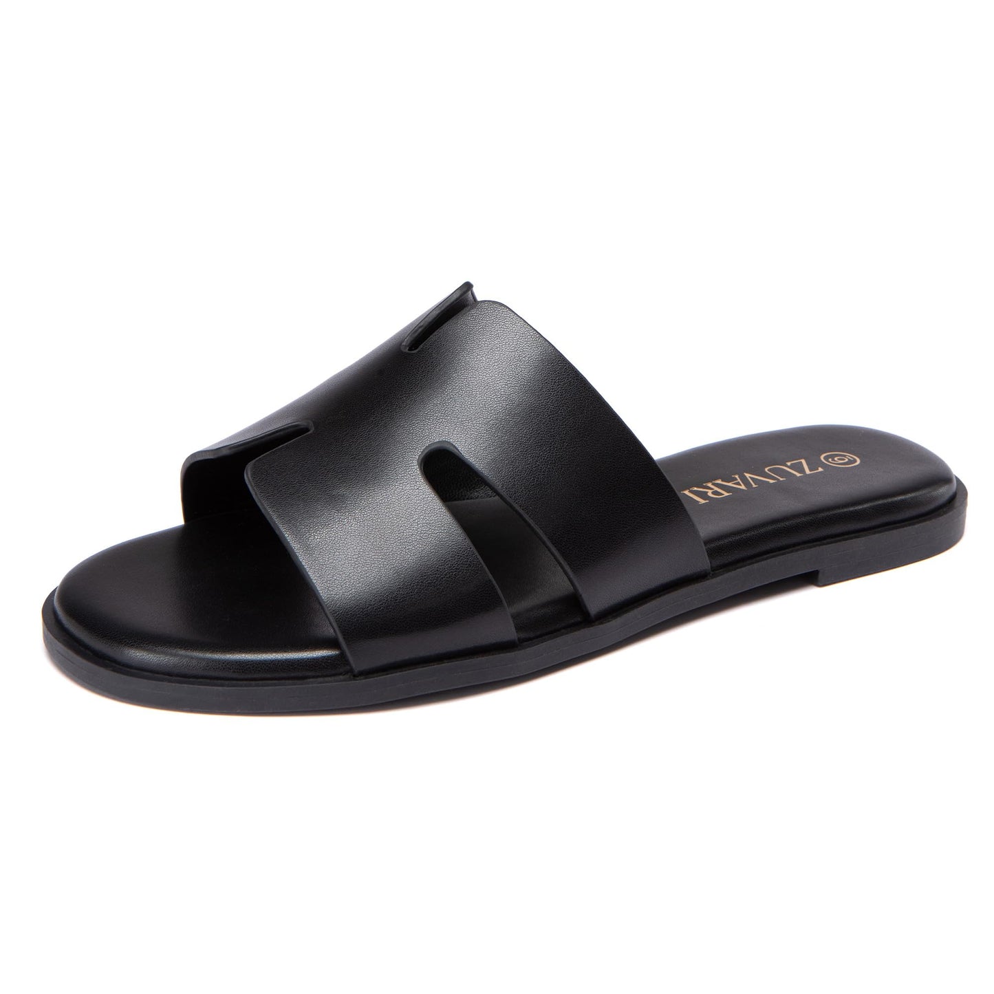 Women's Flat Sandals Open Toe Leather Slippers for Summer Slip On Beach Mules Dressy Comfortable Slide Sandals