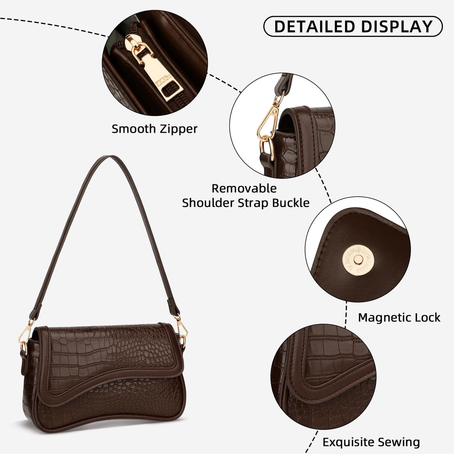 KKXIU Shoulder Bag for Women Small Clutch Purses Cute Hobo Handbag Trendy Underarm Bag
