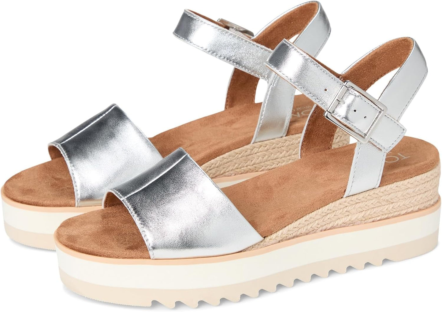 TOMS Women's Diana Wedge Heel Sandal, Leather Upper, Rope-Wrapped Midsole, Adjustable Strap, Buckle, OrthoLite Insole