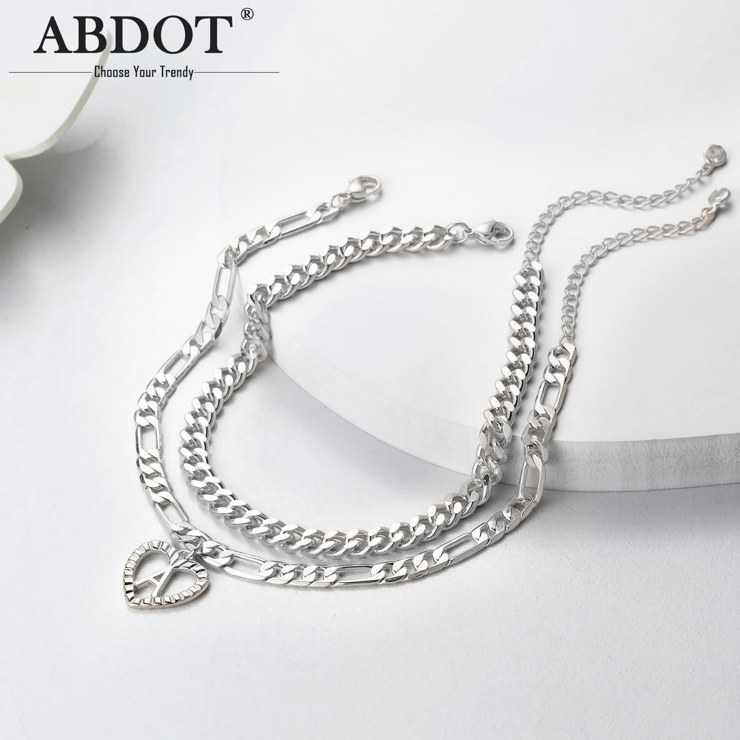 Dainty Gold Ankle Bracelets for Women 14K Gold Plated Heart Initial Anklets for Women Stackable Cuban Figaro Chains Women's Anklets Anklets for Women Waterproof