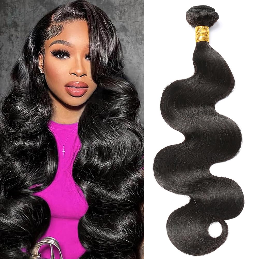 CSCHS 12A Human Hair Bundles 22 24 26 Inch Body Wave Bundles Human Hair 100% Unprocessed Brazilian Virgin Hair Quick Weave Extensions Natural Black