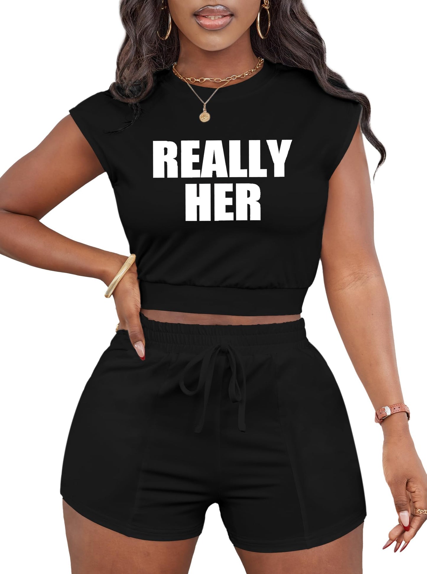 LovelyWholesale Short Sets for Women 2 Piece Summer Sets Cap Sleeve Crop Tops and Shorts Tracksuits Sets