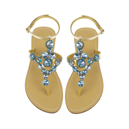 UTIKLIOU Women's Rhinestone Flat Sandals T-Strap Thong Sandals Summer Flat Sandals Flip Flop Sandals for Women