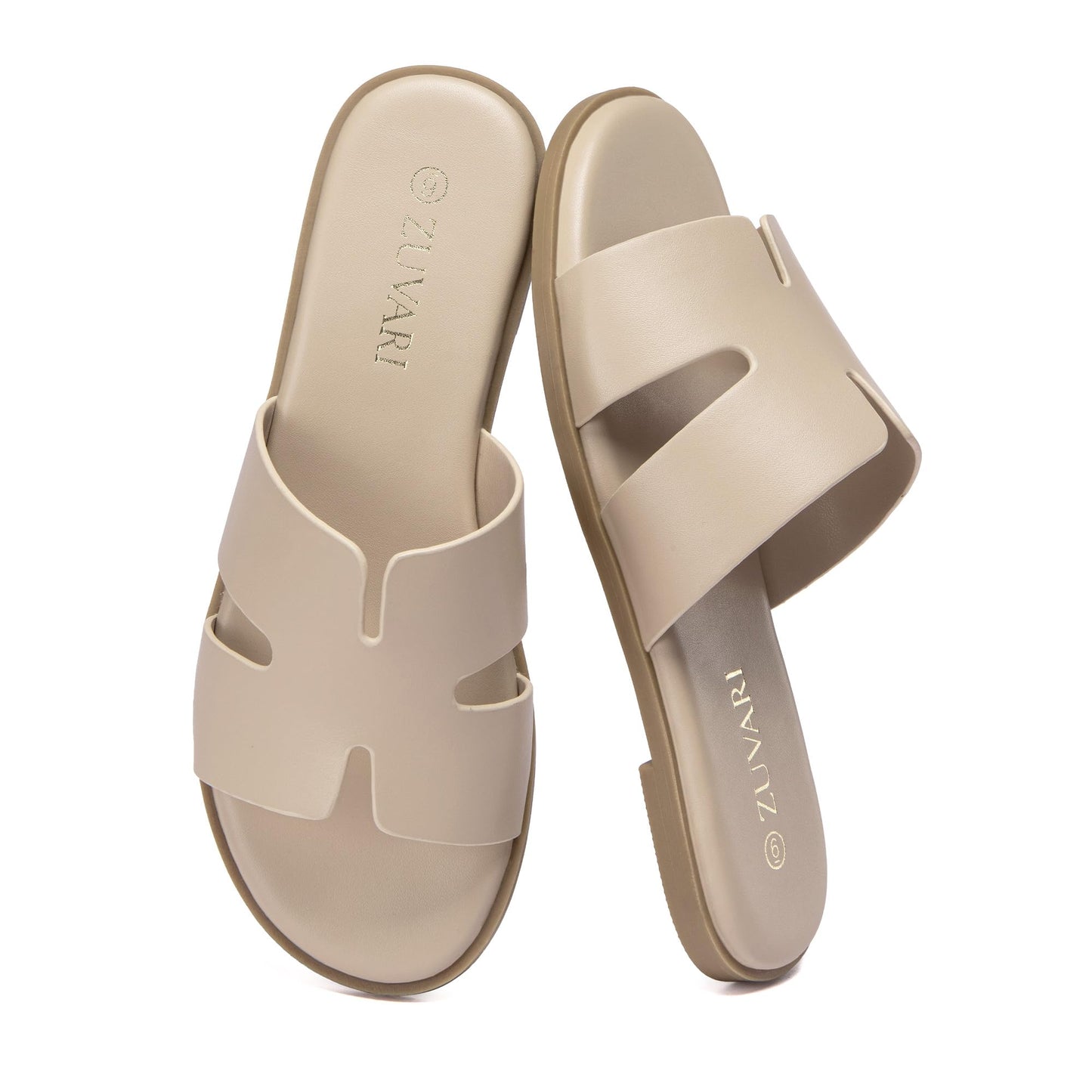 Women's Flat Sandals Open Toe Leather Slippers for Summer Slip On Beach Mules Dressy Comfortable Slide Sandals